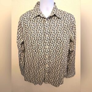 NWT Michael Kors Men's Leaf Print Long Sleeve Button Down Shirt